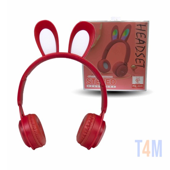 Moxom Wireless Rabbit Headphones MZ-08R with LED light Red